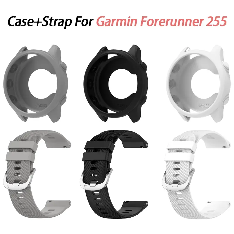 Silicone Strap + Protective Case For Garmin Forerunner 255 265 Replacement Watch Band Wearable Tech Accessories Smartwatch Accessories