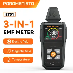 POROMETISTO-ET01 EMF Detector 3-Axis Electromagnetic Field Radiation Meter with Color Screen, EF/MF Tester for Home & Office, Ghost Detection, Halloween Gift MAX/AVG/Data Hold, Temperature Sensor