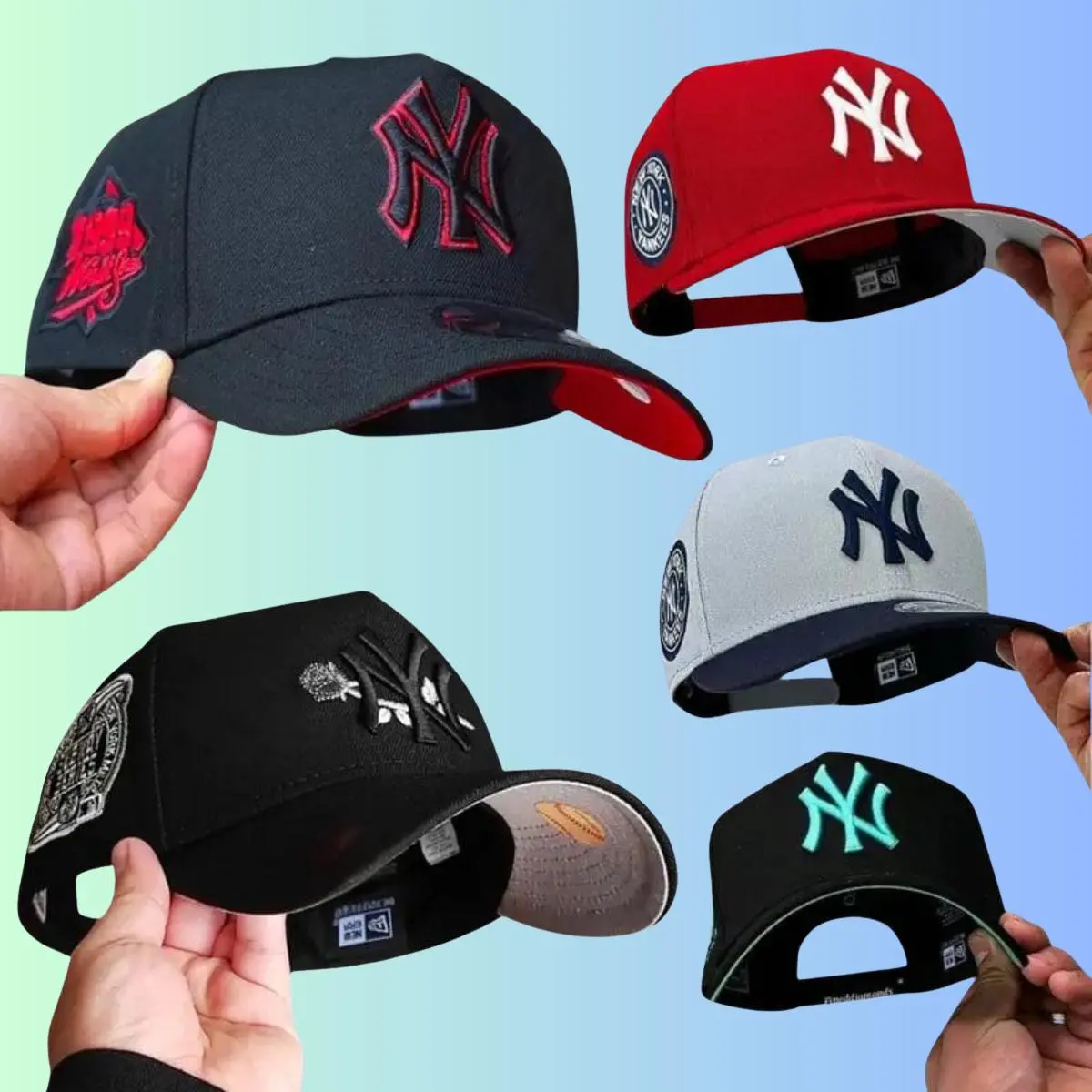 New Era 9FORTY NY MET, LA Dodgers, NY Yankees Curved Brim Baseball Hat, Red Embroidered LA Logo & Red Undervisor, MLB Streetwear Cap, Collector’s Limited Edition 2026 Urban Streetwear Gorra premium, moda urbana para hombres y mujeres