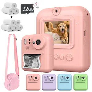 Portable Instant Printing Camera, Selfie Camera, Digital Camera, 8X Zoom, 1080P HD Lens Taking Photo, Recording Video for Kids Ages 3-10, Perfect Christmas Gifts, Camera Equipped with 3 rolls of photo printing paper