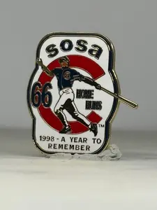 Sammy Sosa Baseball Pin: Enamel Red/Blue/Gold - 1998 Sports Accessory