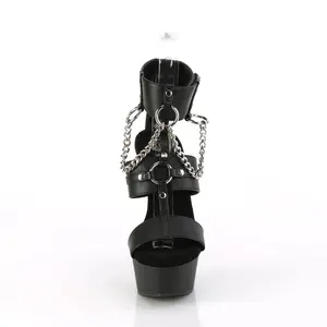 Women's Classy Elegant Stylish Buckle-Closure 6-Inch High Heel Platform Sandals - DELIGHT-661 Black PU Footwear
