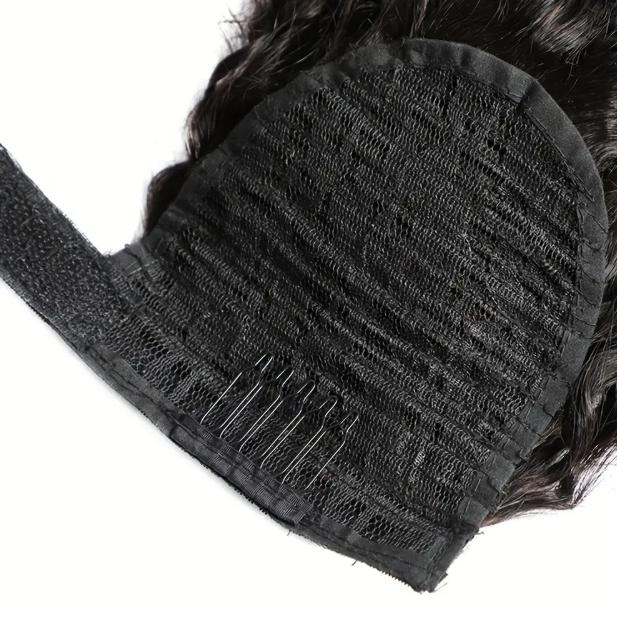 "Deep Wave Brazilian Remy Human Hair Ponytail Extension, Long Curly Wavy Wrap Around Ponytail with Magic Paste, Natural Black 10-28 Inch, Soft & Secure Fit for Women 100g/Pack "	