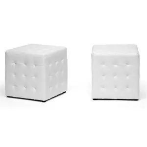 212 MAIN Modern Cube Ottoman (Pack of 2) - Cube Shape, Tufted Top, Fully Built, Siskal White, BH-5589-WHITE-OTTO, Wholesale Interiors Outdoor Furniture Stool