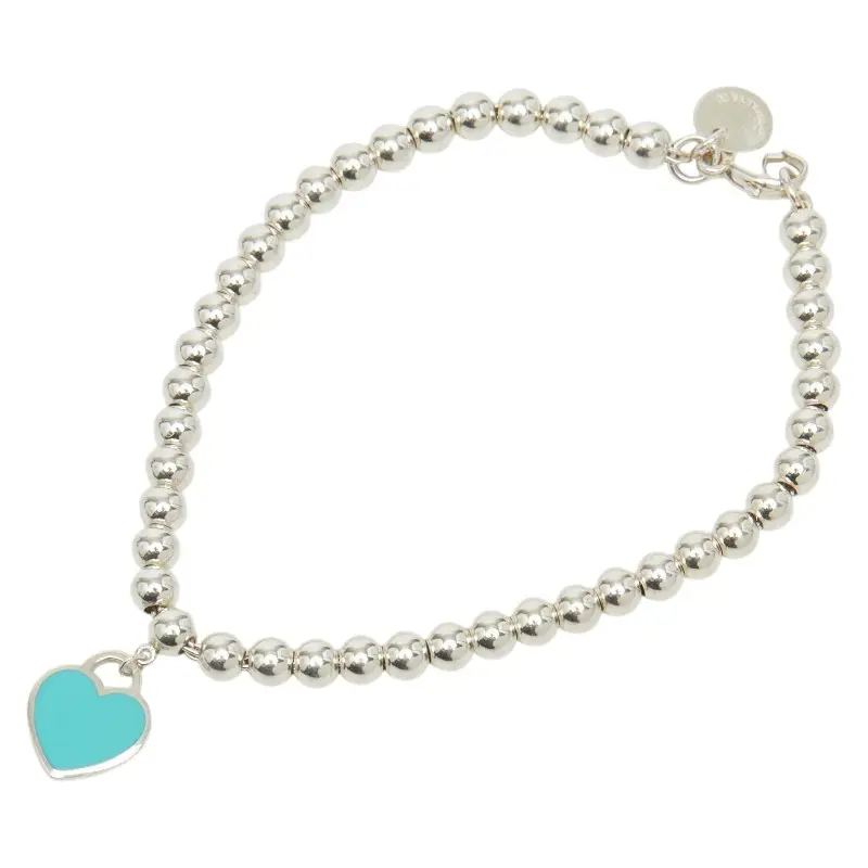 Pre-owned Tiffany & Co. Sterling Silver 925 (Ag925) Small Leather Goods Return to Tiffany Mini Heart Tag Silver Bracelet