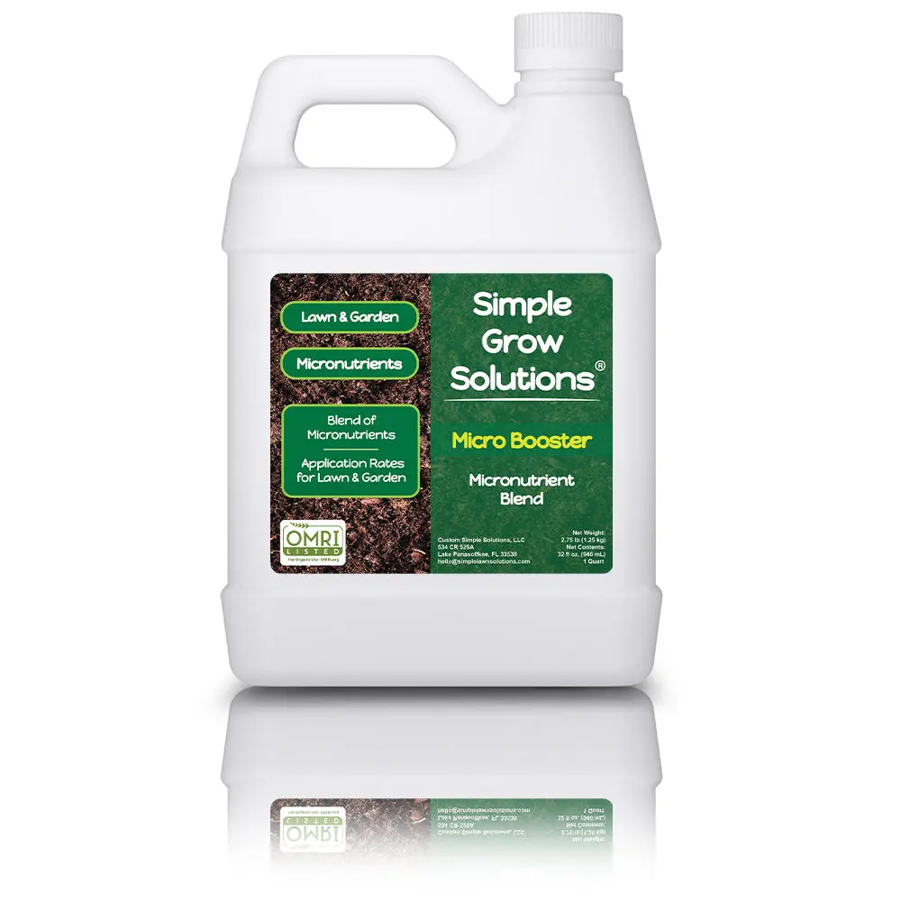 Micro Booster Organic Liquid Micronutrient Fertilizer - Iron for Lawn, Garden & Plants - OMRI Certified - Simple Grow Solutions - 32 oz