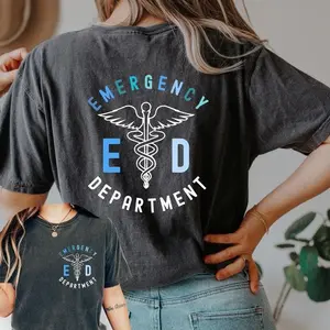Emergency department shirt,back and front er nurse gift,new nurse grad gift,er department shirt, future nurse gift Fabric Top Comfortable Soft Womenswear Cotton
