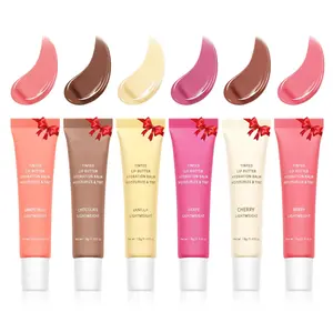 6 Pcs Tinted Lip Butter Hydration Balm Set with Hyaluronic Acid & Vitamin E, Sheer Tint, Non-Sticky, Vegan Lip Care for Dry Lips & Daily Use
