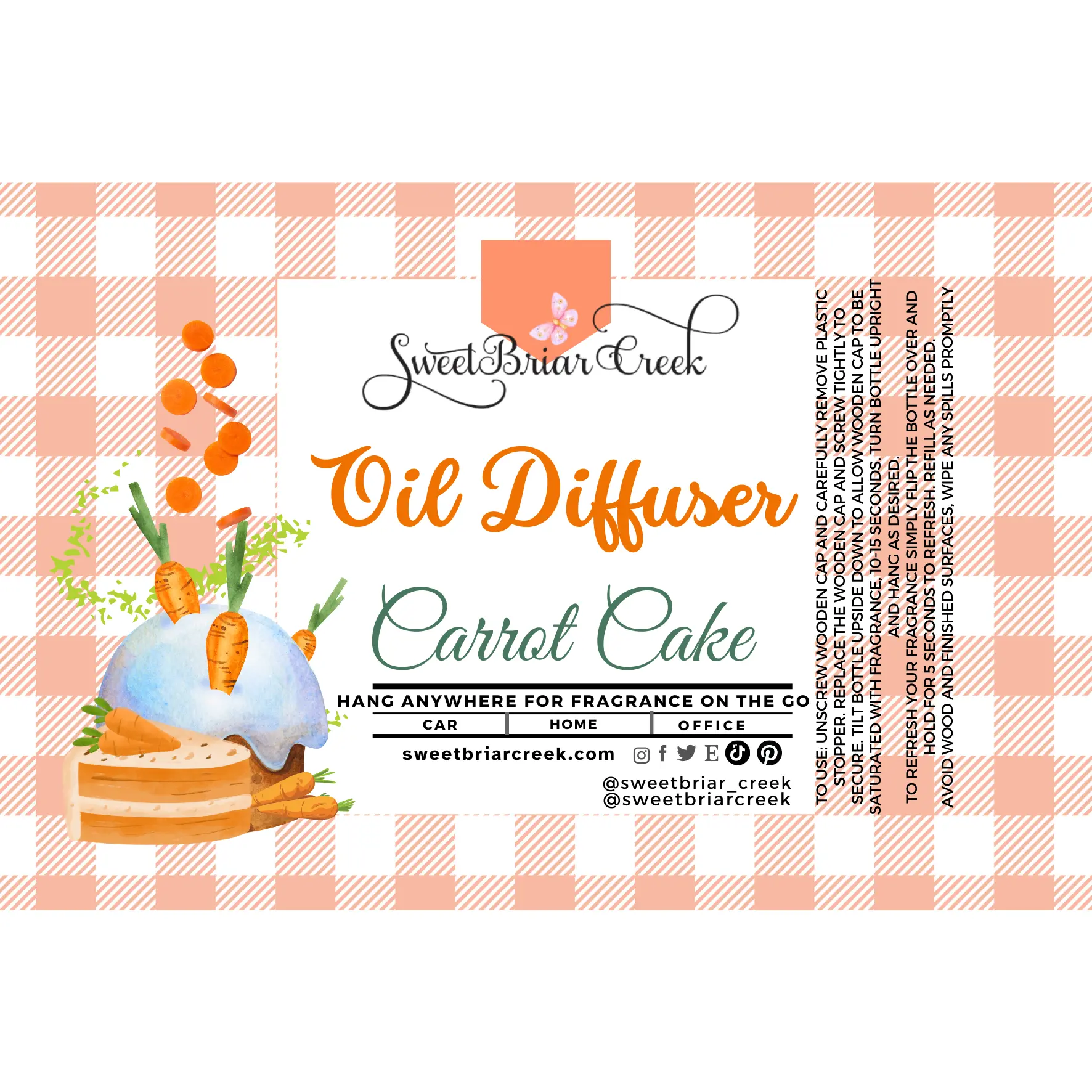 Carrot Cake Hanging Car Diffuser & Refills