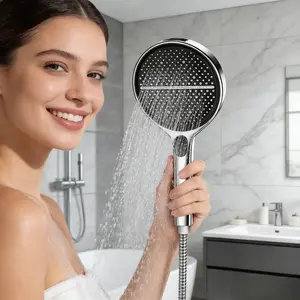 New Fall Product, 5.9 Inch Large Panel Shower Head, 4 Modes with High Pressure Massage, Perfect for Bathroom Decor & Gift Choice
