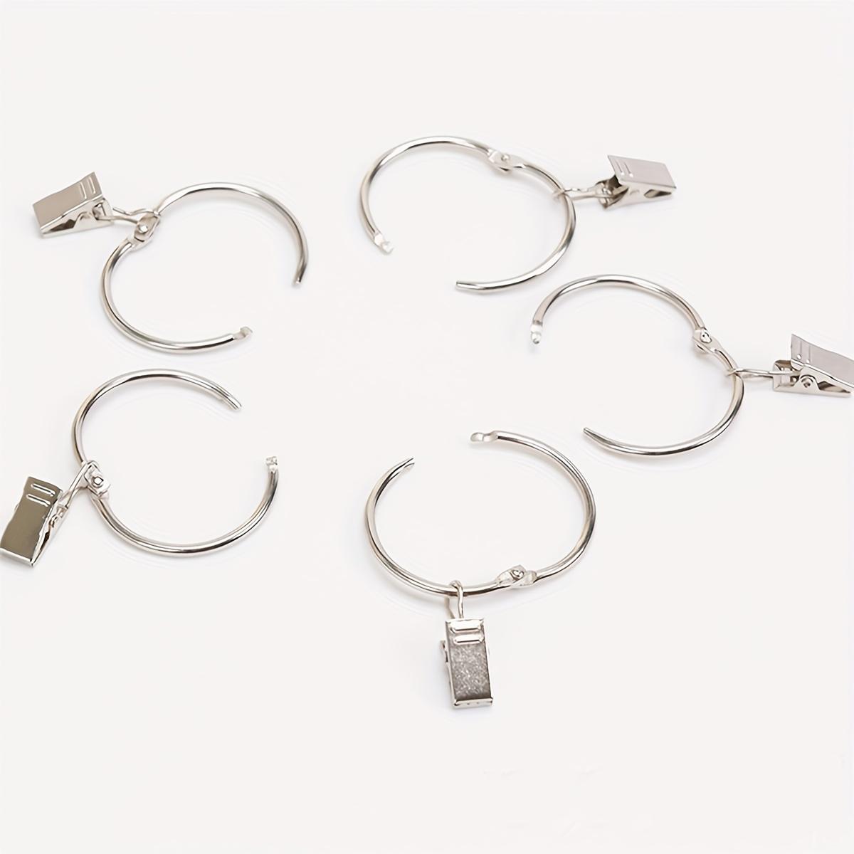 12/24/36pcs Silver Metal Curtain Rings with Clips, 1.5 Inch Interior Diameter, Fits up to 1.2 Inch Rod, Openable Shower Curtains Rings Heavy Duty Vintage Decorative Drapery Eyelet Shower Curtain Rods Hangers Rings