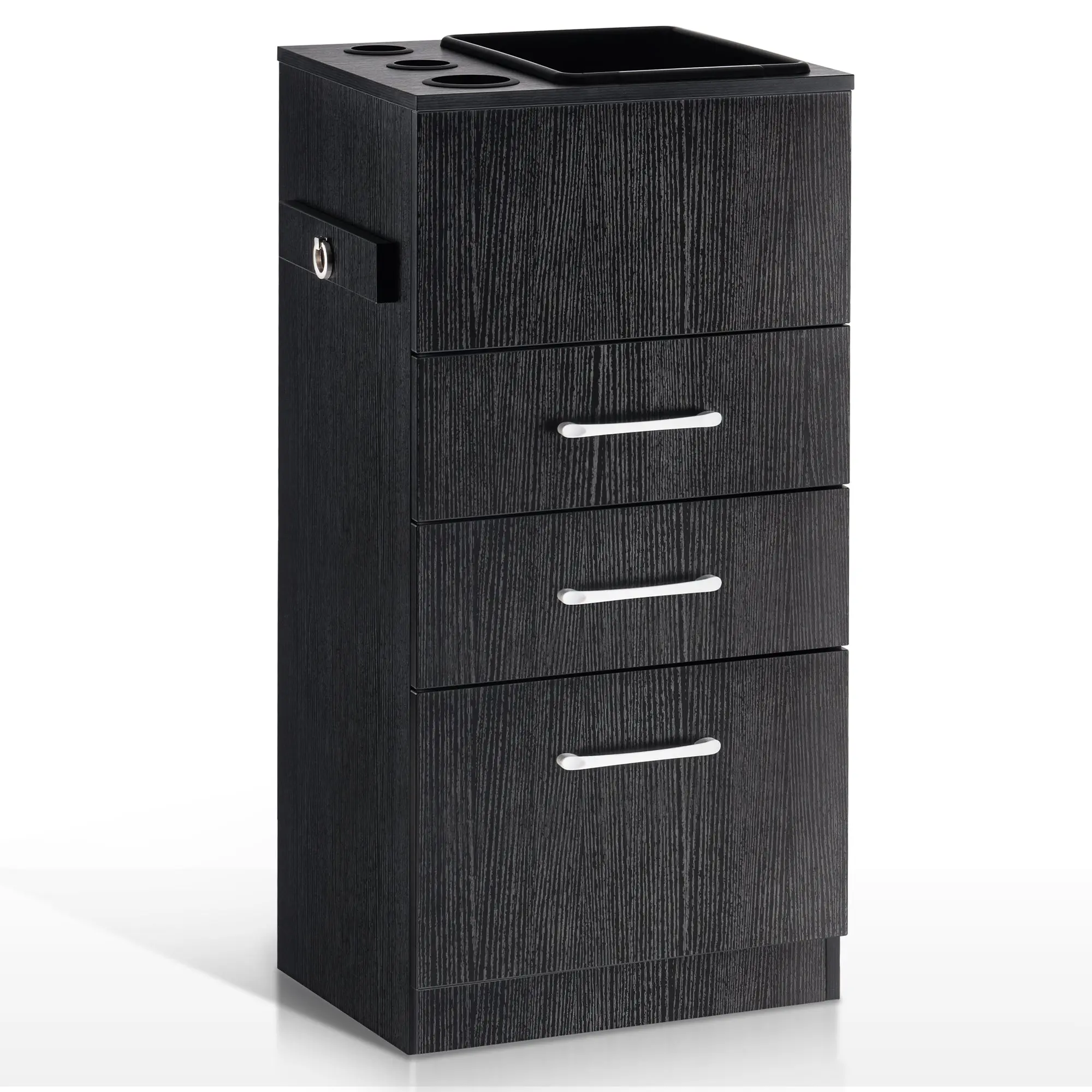 BarberPub Modern Minimalist Barber Salon Storage Cabinet - Commercial Salon Furniture with Locker, Tool Holder, Hair Dryer Organizer, Drawer for Beauty Spa Use (Model 2035)