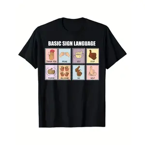 American Sign Language Graphic Tee - ASL Design for Teachers & Enthusiasts, Soft Unisex Crew Neck T-Shirt - Perfect Gift for Speech Therapists, Special Ed Educators & ASL Community Support