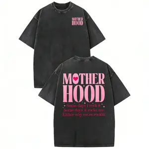 Washed Cotton Mom Life T-Shirt – Relaxed Fit, Oversized, Perfect Gift for Mother's Day