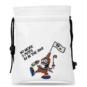 Pirate Pattern Golf Bag with Drawstring, Portable Faux PU Storage, Durable Golf Ball and Tee Holder, Ideal Gift for Men Golfers