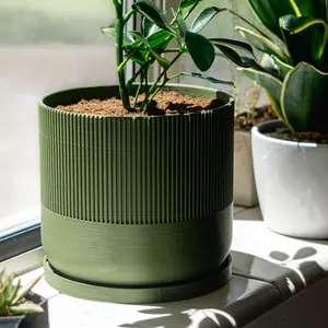 Large Modern Planter Pot, with Drainage Holes, Drip Tray, Multiple Sizes and Earth Tone Colors, 3D Printed
