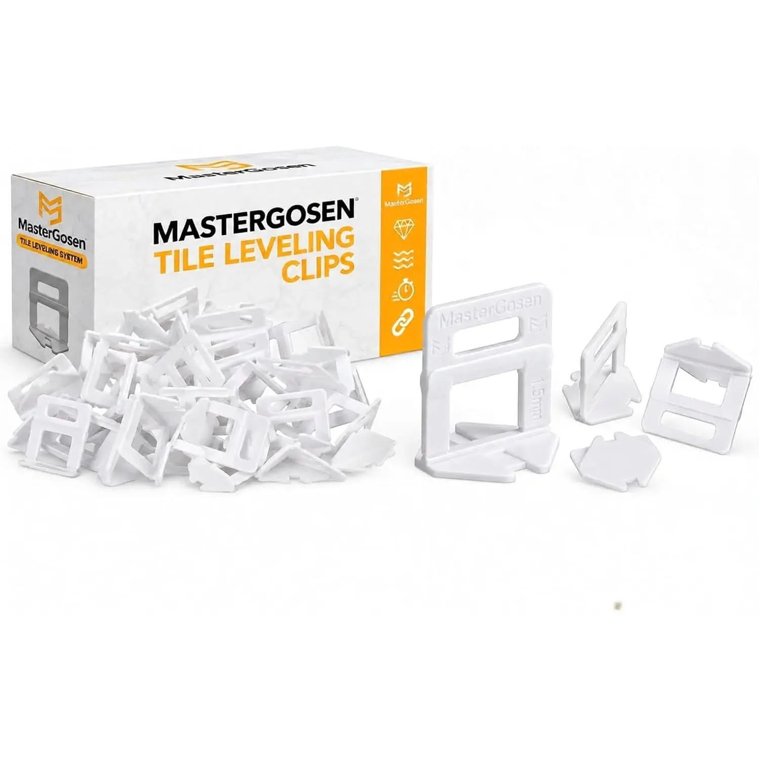 MasterGosen 500 Tile Leveling Clips - 1/32", 1/16", 1/8" Tile Leveling System Spacers for Floor & Wall, Porcelain & Ceramic Tile, Reduces Lippage - Contractors & DIY