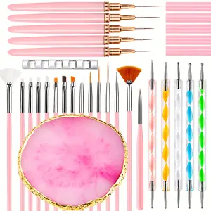 27 Pcs Nail Art Pen & Palette Set, Gel Brush Dotting Tools, DIY Nail Salon Tools for Nail Design and Detail Drawing