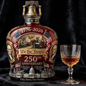 American 250th Anniversary Whiskey Decanter 1776-2026 Patriotic Ceramic Bottle, Collectible Bar Decor, American History Patriot Gift