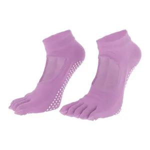 Unique Bargains Women's Closed Yoga Five Toe Socks Light Purple 1 Pair