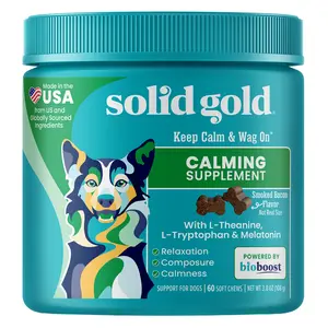 Solid Gold Keep Calm & Wag On™ Calming Supplement, For Dogs, Smoked Bacon, 60 Soft Chews, 3.8 oz (108 g)