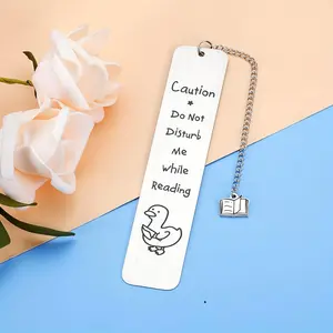 Duck Design Bookmark with Chain, 1 Count Cute Cartoon Duck Design Bookmark, Reading Time Warning Bookmark, Perfect Gift for Book Lovers
