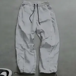 Men's Casual Sporty Long Pants,Loose Fit Drawstring Cuff, FashionablePrint, Lightweight Fabric, Perfect forDaily Wear comfortable breathable casual wear Color Block Wide-Leg Track