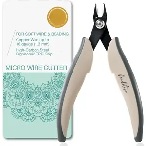 Wire  -  Cream Flush  for Beading,  Making & Crafting - Precision 5" High Carbon Steel with  TPR Grip