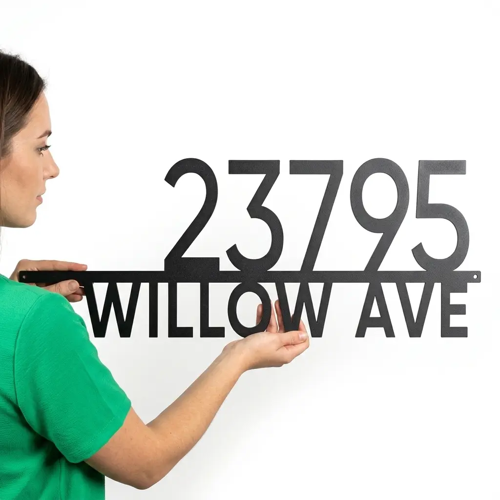 House Address Numbers & Street Name Sign - Horizontal, Custom Outdoor Front Porch Plaque, Ideal for Housewarming Gift, Anniversary (Home Decor Supplies)