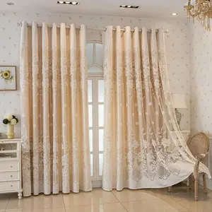 1pc Luxury European Style Large Hollow Out Villa Decoration Curtain, Blackout Drapes Window Sheer Fabric, Embroidered Lace Design