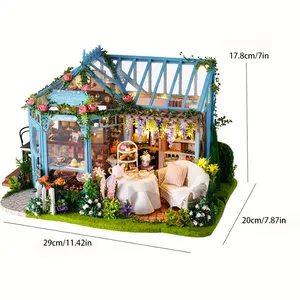 1pc Dollhouse Miniature With Furniture, 3D Wooden Miniature Doll House With Music Box & LED Lights, DIY House Kit For Women Girls Best Birthday Valentine's Day Gift, Xmas Gift