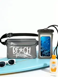 Waterproof Waist Bag and Phone Pouch Two-Piece Set - Adjustable Transparent Beach Bag Suitable for Swimming, Snorkeling, Kayaking, and Water Parks, Perfect for Storing Phones and Valuables, Beach Equipment, Beach Gear, Beach Accessory
