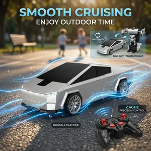 2.4G Electric Remote Control Police Robot Toy Car, 1-Click Transformation, Advanced Cyber Tech Model with Futuristic Feel (Remote Control Toys for Kids)
