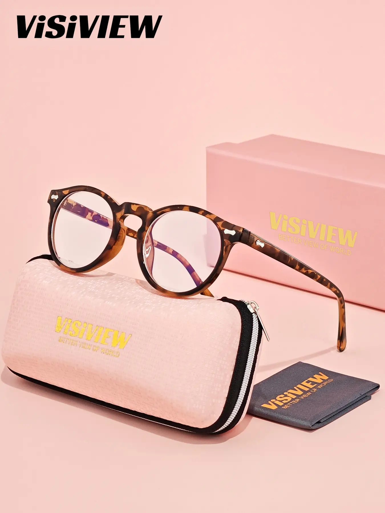 VISIVIEW 1 Piece Unisex Full Frame Plano Glasses, Anti Blue Light Round Frame Plano Glasses ,Soft Beauty, Bluelight Glasses