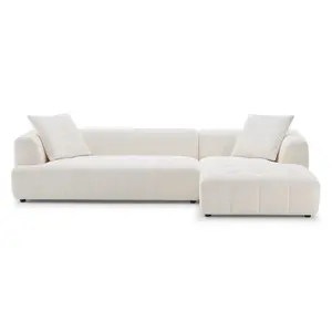 Wade Ivory Boucle Right Facing Chaise Sectional Sofa