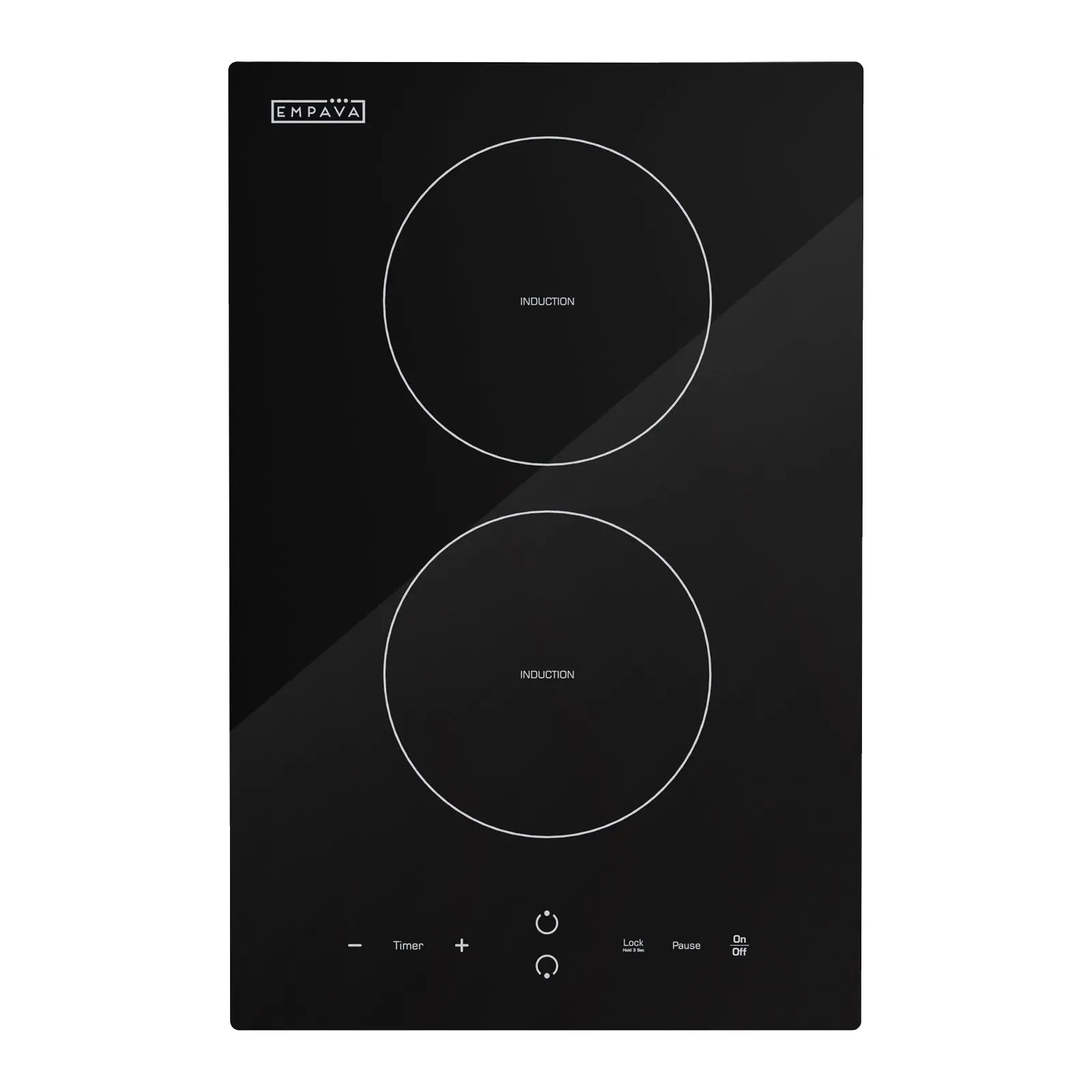 Empava 12-in Portable Single Burner Induction Cooktop, Kitchen Hob with 2 Levels of Power Settings, Timer Function, 3-Sided Venting Hole