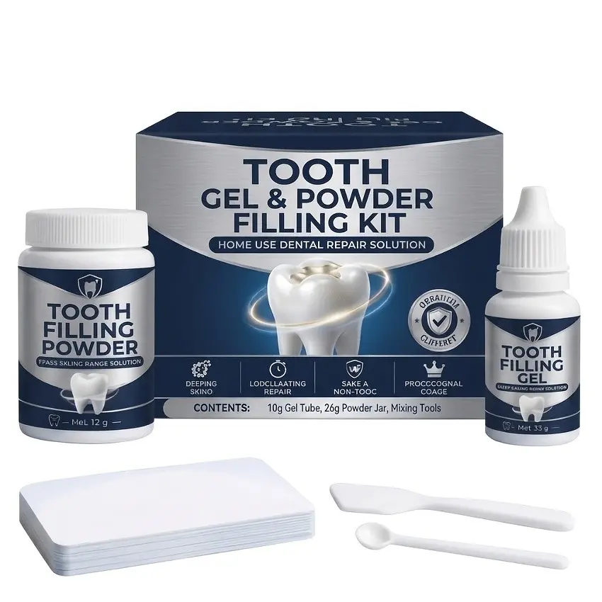 Filling Tool Set, Including Self Curing Cement Powder And Liquid, Suitable for Multifunctional Filling for Home Use, Complete Oral Care Accessories