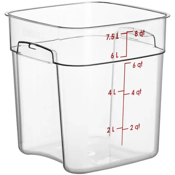 Cambro CamSquares FreshPro 8 Qt. Clear Square Polycarbonate Food Storage Container with Lid