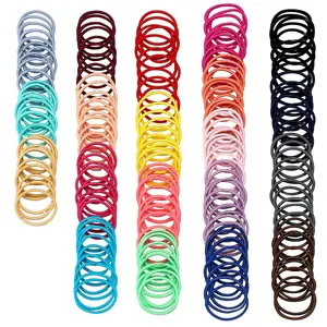 200 count No-metal Hair Elastics Bulk Rubber Bands Hair Ties Ponytail Holders Bands for Women(Multicolor)