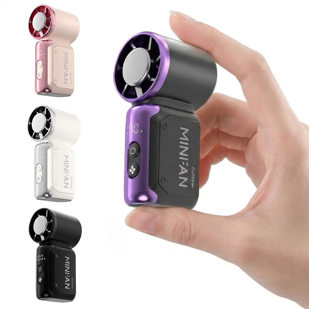 Portable Turbo Handheld Fan, 4000mAh Mini Pocket Fan with Smart LED Display, 12H+ Battery Life for Travel, Outdoors & Commuting