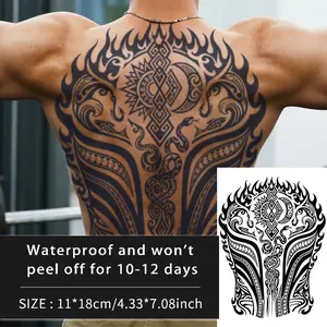 Polynesian Style Tiki Mask Temporary Tattoo, Waterproof Long-Lasting 7-15 Days, Semi-Permanent Herbal Tattoo, Unisex, Arm, Leg, Back