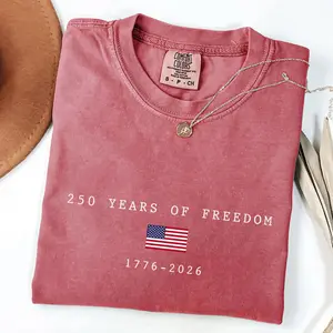 Comfort Colors 250 Years Of Freedom Shirt USA Anniversary Shirt Freedom Tee American 250 Merchandise 4th of July Shirt, America 250th Birthday Tshirt – USA 1976-2026 - LORA ATCHER - LORA ATCHER