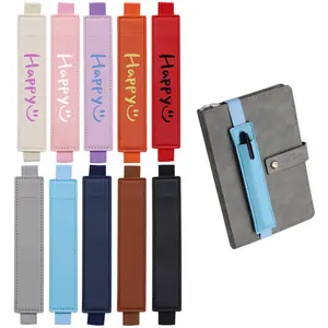 Adjustable elastic leather pen holder, suitable for laptops, tablets, capacitive pens, conference books, and travel and office use.