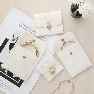 1pc Velvet Jewelry Storage Bag with Snap Button, Gift Packaging Pouch for Rings, Bracelets, Necklaces, Earrings, Watch, Small Items