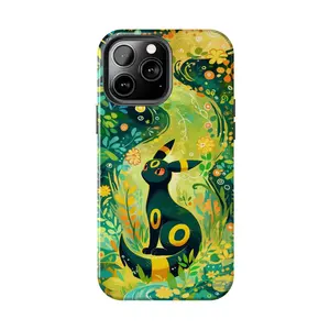 Umbreon - Green Flora Guardian Phone Case - Enchanted Forest Aesthetic Phone Cover for iPhone 7-17 Pro Max / for Samsung S21-S25 Ultra