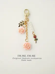 1pc/20pcs Red Rose and Camellia Resin Keychains, with Gold Lobster Clasp - Elegant Car Keychains, USB Hard Drive Holders, Mother's Day Gifts for Women, Cute Keychains, Stylish Keychain