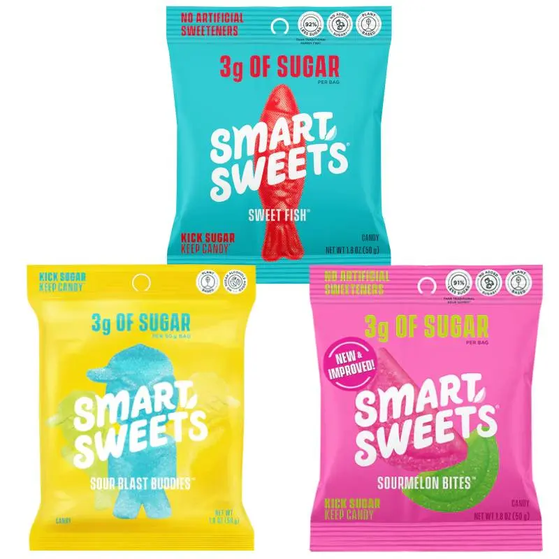 SmartSweets Trio Pack Sweet Fish, Sour Blast Buddies & Sour Melon Bites | Low Sugar Gummy Candy Variety – 3g Sugar, Keto Friendly, Gluten Free