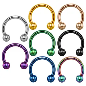 Titanium Septum Internally Threaded Horseshoe Balls 16g