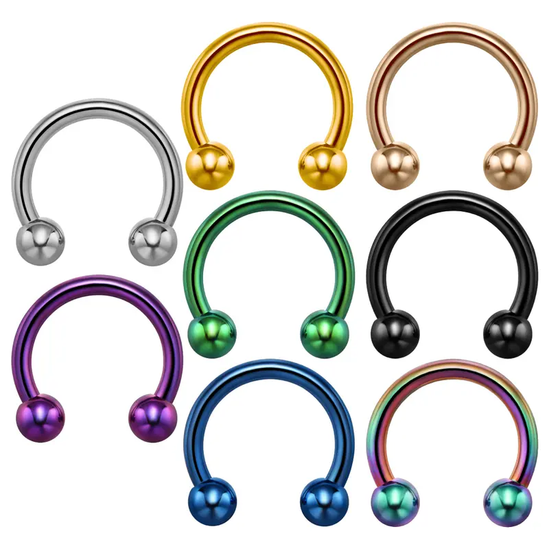 Titanium Septum Internally Threaded Horseshoe Balls 16g