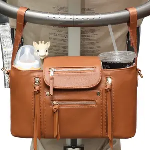 Miss Fong Stroller Organizer with Insulated Cup Holder, Waterproof Stroller Accessory Small Diaper Bag For On-the-go Holiday Trip Travel, Adjustable Strap to Fit All Strollers, Christmas Baby Shower Gift For Newborn Infant Newmom